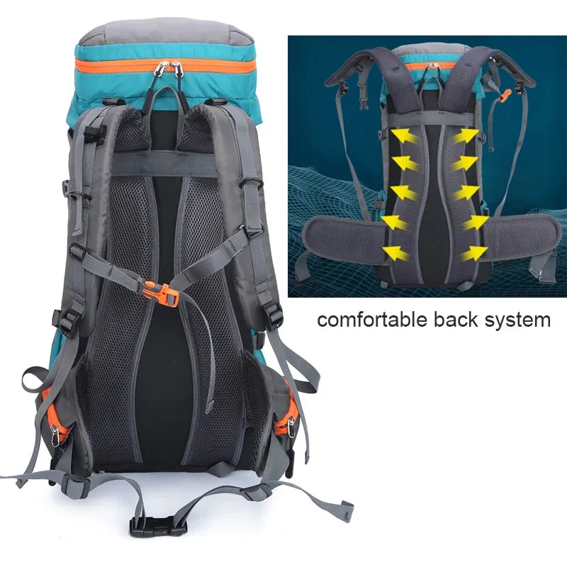 65L Waterproof Camping Backpack - Large Capacity Outdoor Climbing and Hiking Bag for Mountaineering and Trekking