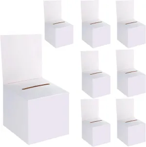 8 Pack Raffle Boxes Ballot Box Suggestion Box with Slot, 6 x 6 x 6 Inch Cardboard Raffle Boxes with Slot for Ticket and Removable Header for Collecting Business Card Voting Contest