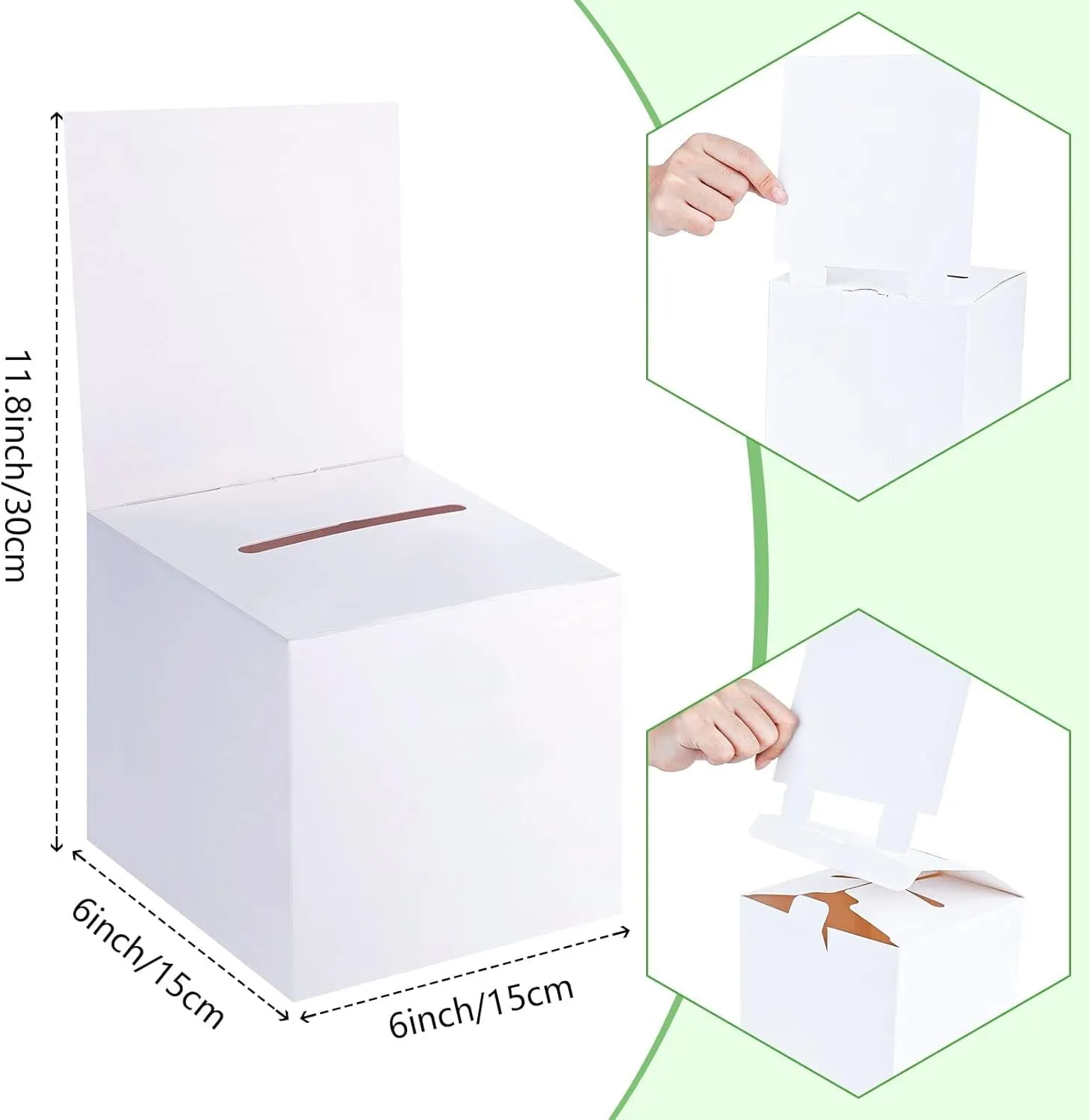 8 Pack Raffle Boxes Ballot Box Suggestion Box with Slot, 6 x 6 x 6 Inch Cardboard Raffle Boxes with Slot for Ticket and Removable Header for Collecting Business Card Voting Contest