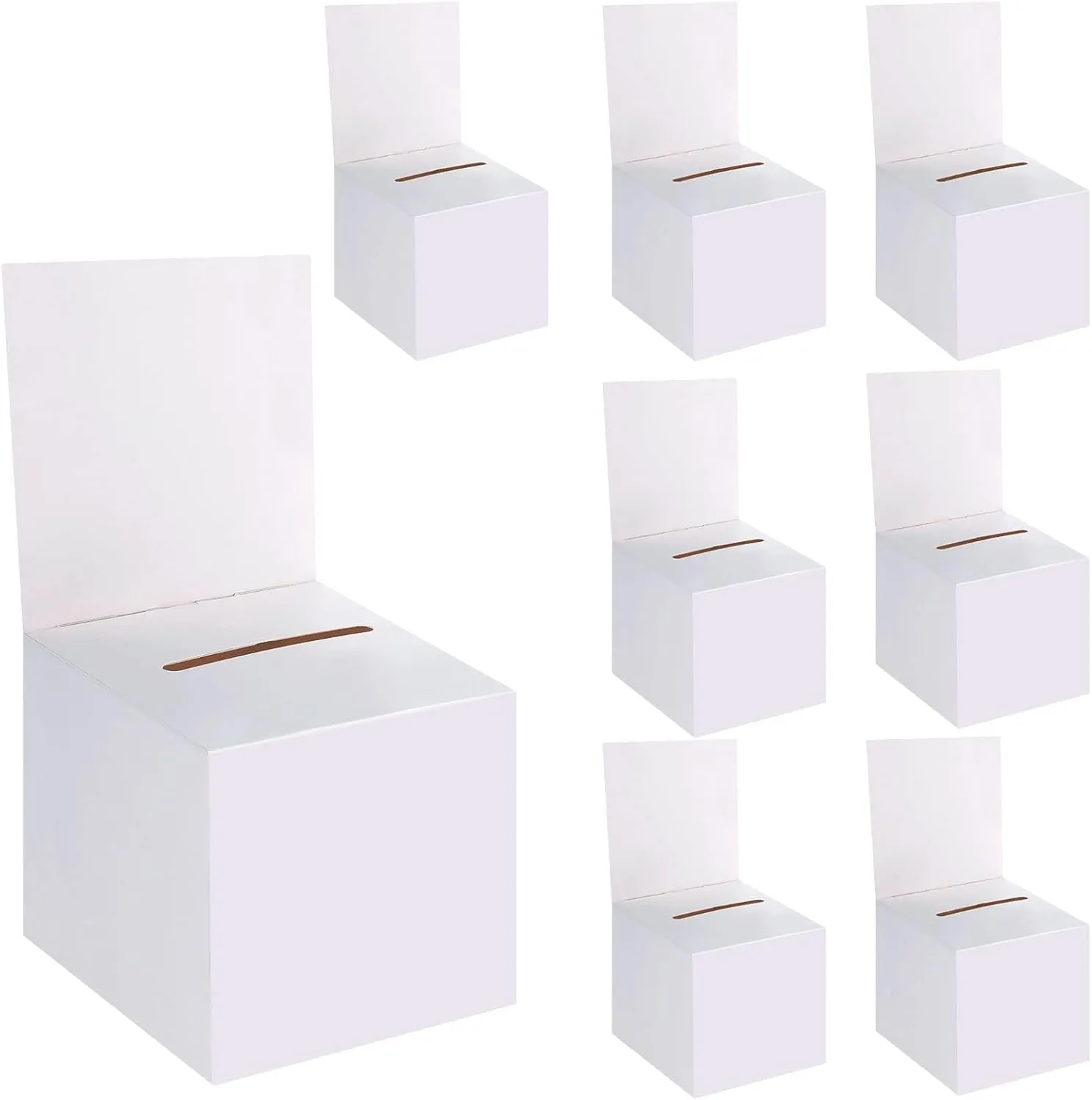 8 Pack Raffle Boxes Ballot Box Suggestion Box with Slot, 6 x 6 x 6 Inch Cardboard Raffle Boxes with Slot for Ticket and Removable Header for Collecting Business Card Voting Contest