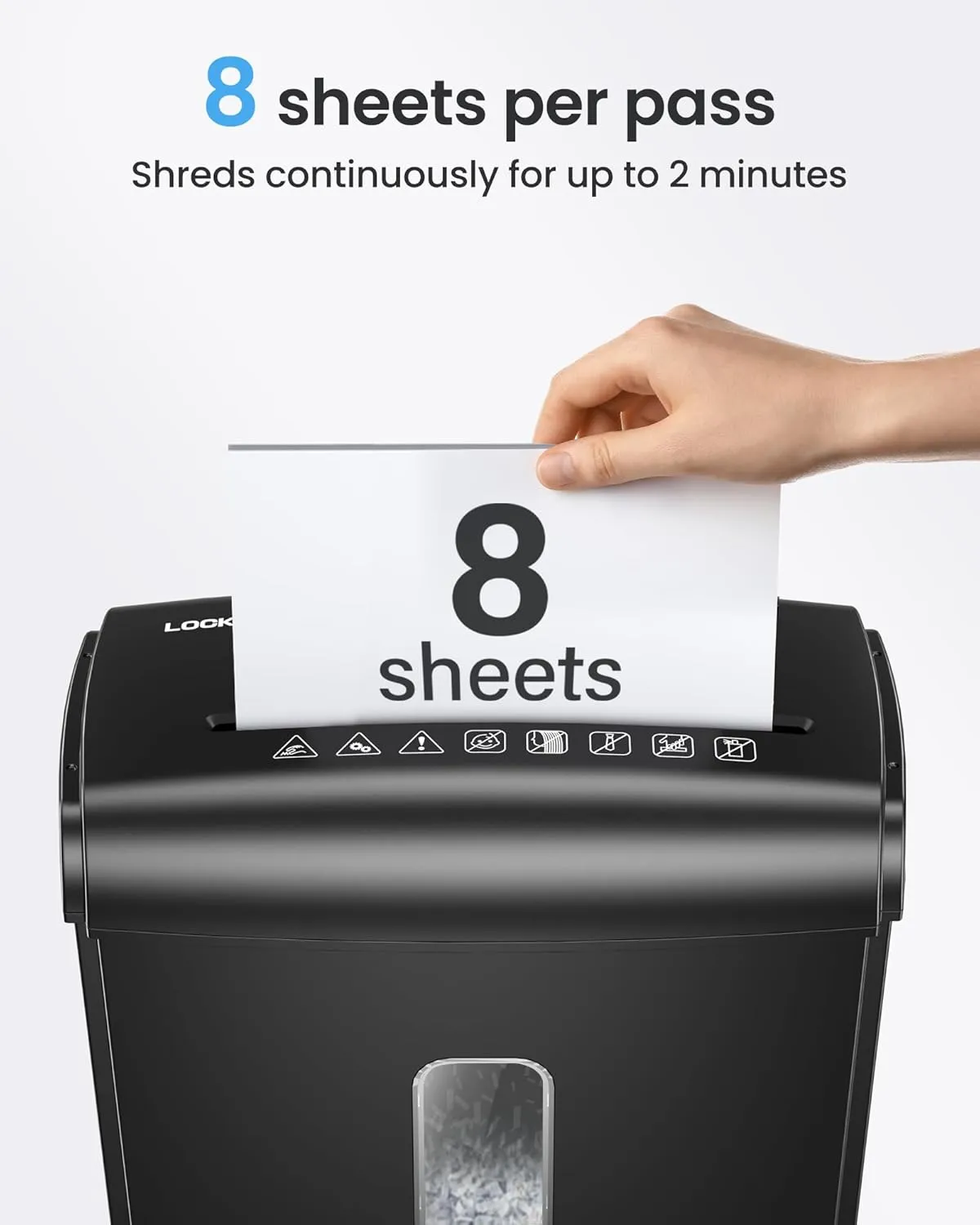 8-Sheet Micro Cut Paper Shredder P-4 High Security for Home Office Use with Handle, Shreds Credit Card/Staple 4 Gallons(Black) Visual Window Wastebasket