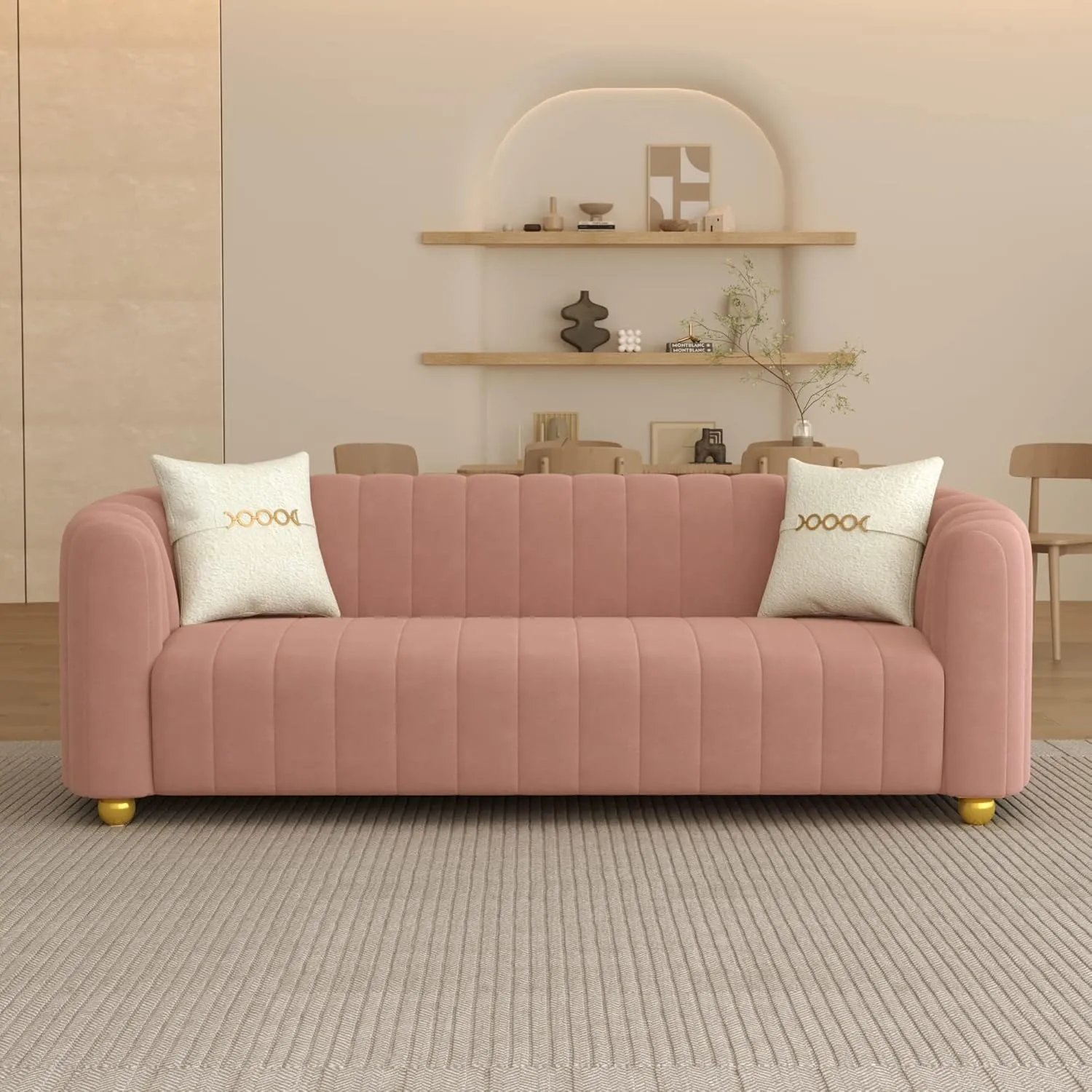 83'' Velvet Sofa Chesterfield Velvet Upholstered Modern Couch with 2 Pillows Sofa for Living Room Apartment(Green)