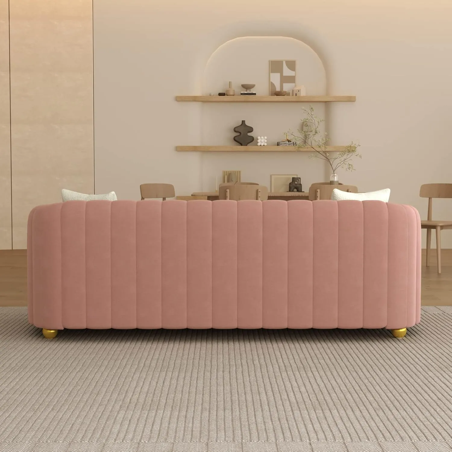83'' Velvet Sofa Chesterfield Velvet Upholstered Modern Couch with 2 Pillows Sofa for Living Room Apartment(Green)