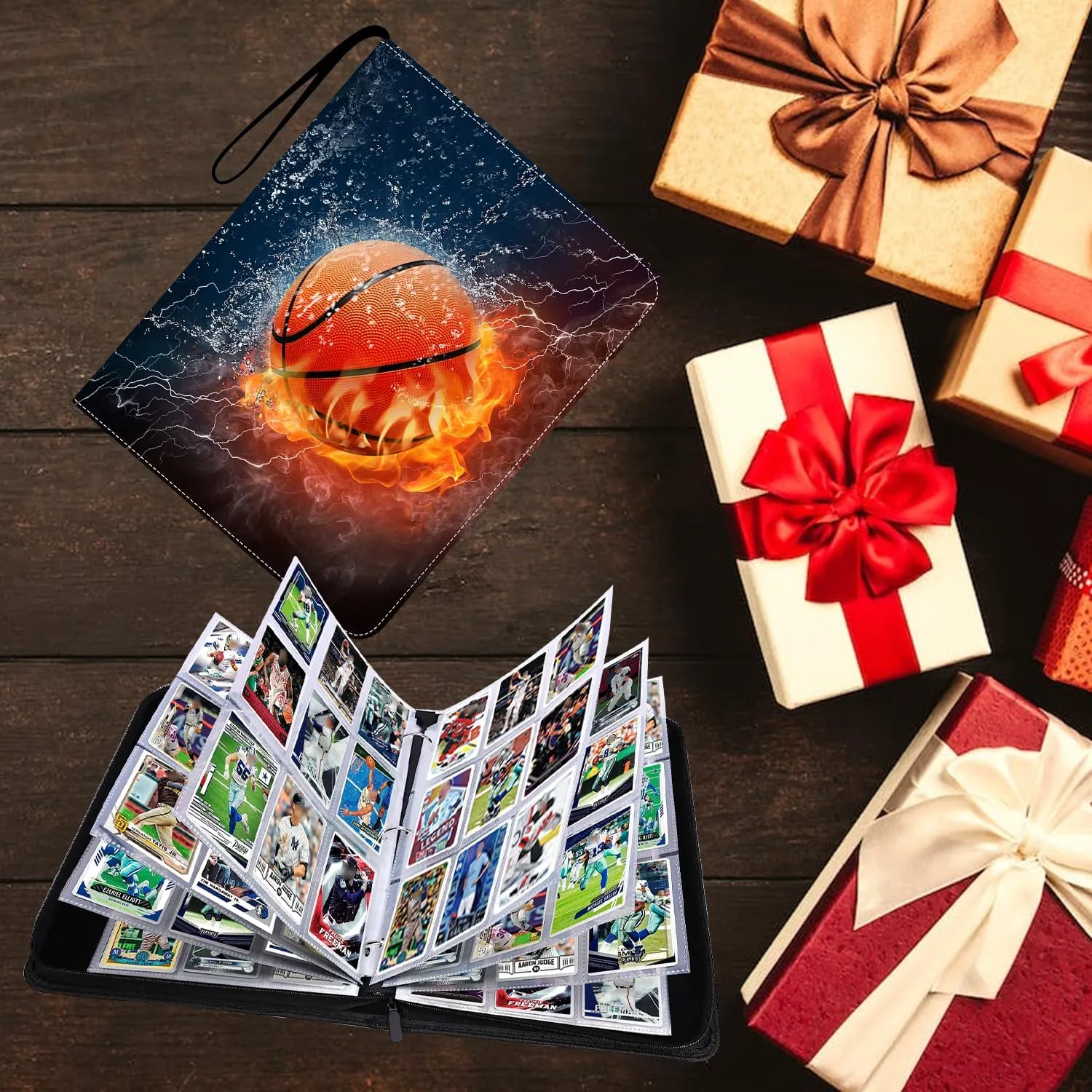 900 Pockets Basketball Card Binder Sleeves, Trading Card Binder Collectible Trading Card Albums for Basketball Baseball Football Trading Sports Game Cards, Book Folder Organizer Card Holder