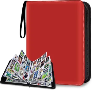 900 Pockets Trading Card Album Folder, Baseball Card Binder with Sleeves, Collectible Trading Album for Baseball Cards, Trading Cards, Football Cards, MTG, Game Cards, Sports Cards -Red
