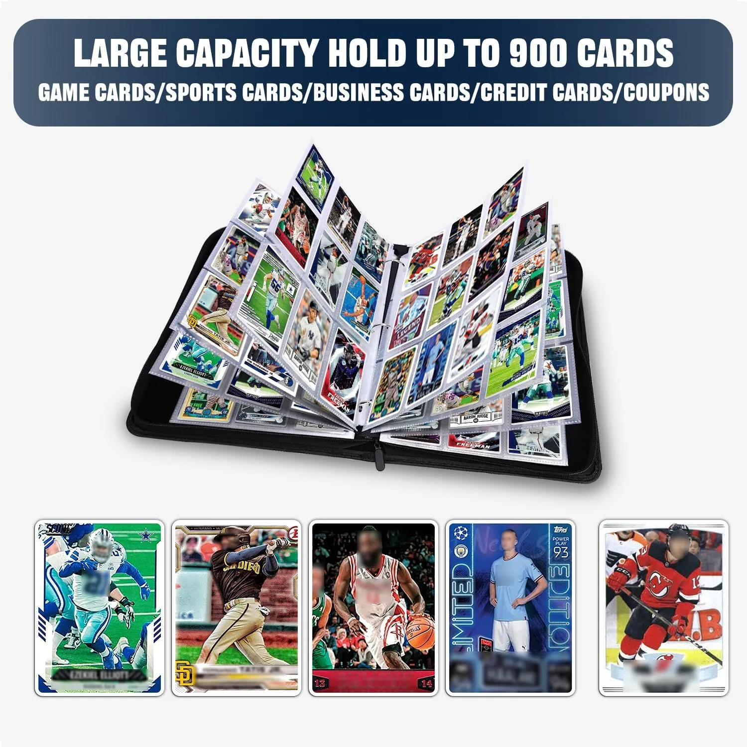 900 Pockets Trading Card Album Folder, Baseball Card Binder with Sleeves, Collectible Trading Album for Baseball Cards, Trading Cards, Football Cards, MTG, Game Cards, Sports Cards -Red