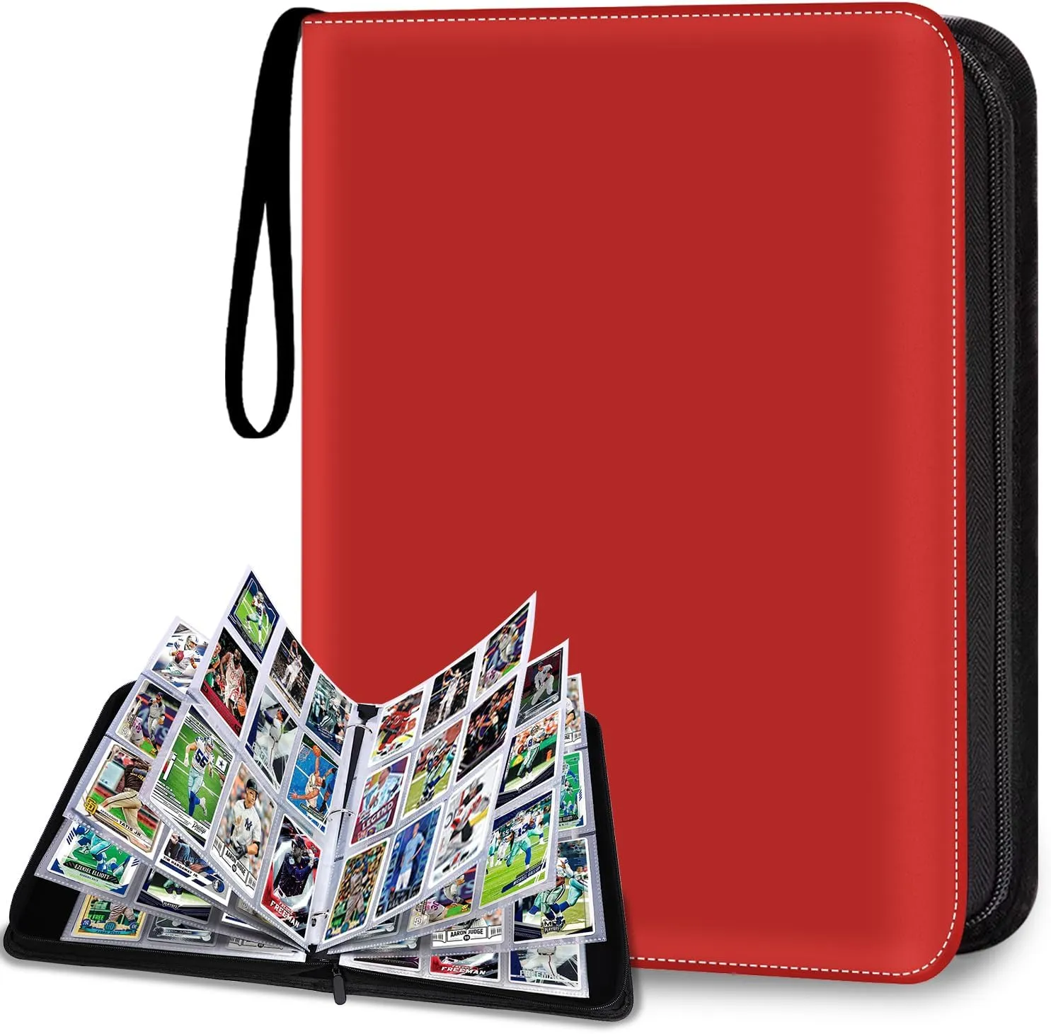 900 Pockets Trading Card Album Folder, Baseball Card Binder with Sleeves, Collectible Trading Album for Baseball Cards, Trading Cards, Football Cards, MTG, Game Cards, Sports Cards -Red