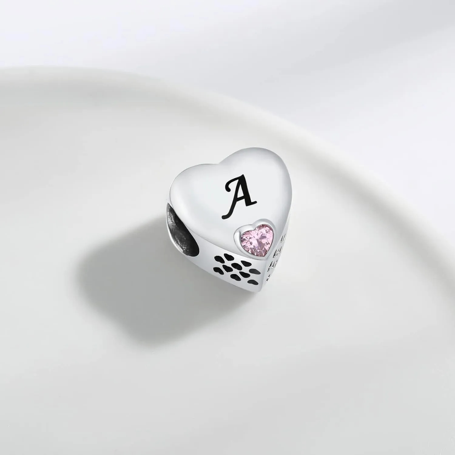 925 Sterling Silver Letter Charms A~Z Alphabet Charm Heart Shaped Letter Beads fit Pandora Bracelets fit Wife Mom Christmas Birthday Gift