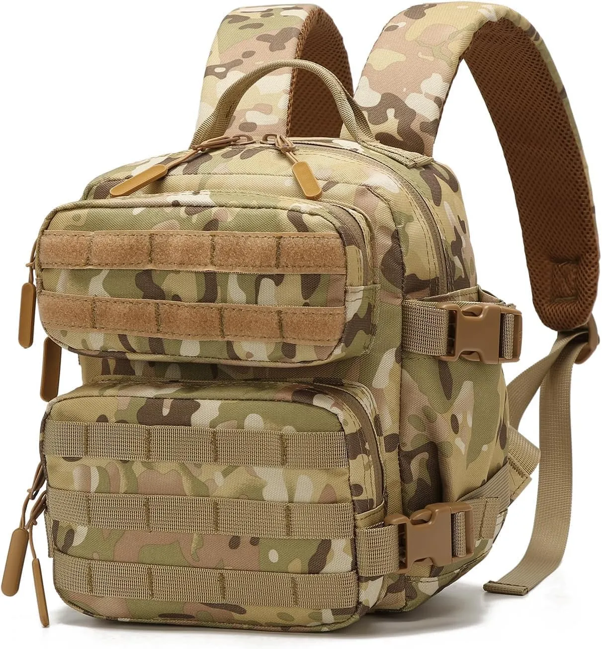 9L Mini Tactical Backpack Men Women Small Assault Rucksack Water-proof GYM Hiking Bug Out Bag with molle attachments (CP)