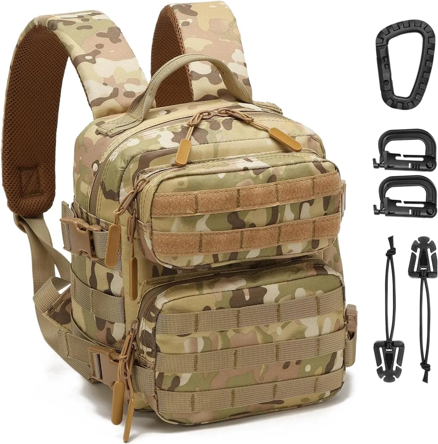 9L Mini Tactical Backpack Men Women Small Assault Rucksack Water-proof GYM Hiking Bug Out Bag with molle attachments (CP)