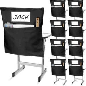 Abbylike 24 Pcs Student Chair Pockets Chair Storage Organizer with Name Tag Classroom Seat Pockets for Kids Keeping Table Organized(19.69 x 17.32 Inch,Black)