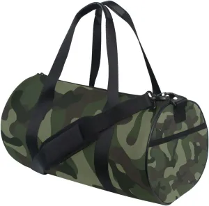 Abstract Camouflage for Hunting in Green Brown Black Style Portable Gym Bag, Travel Bag, Luggage bag, Sports Bag, Toiletry Bag with Handles, Detachable Shoulder Strap 17.6 x 9 x 9 inch