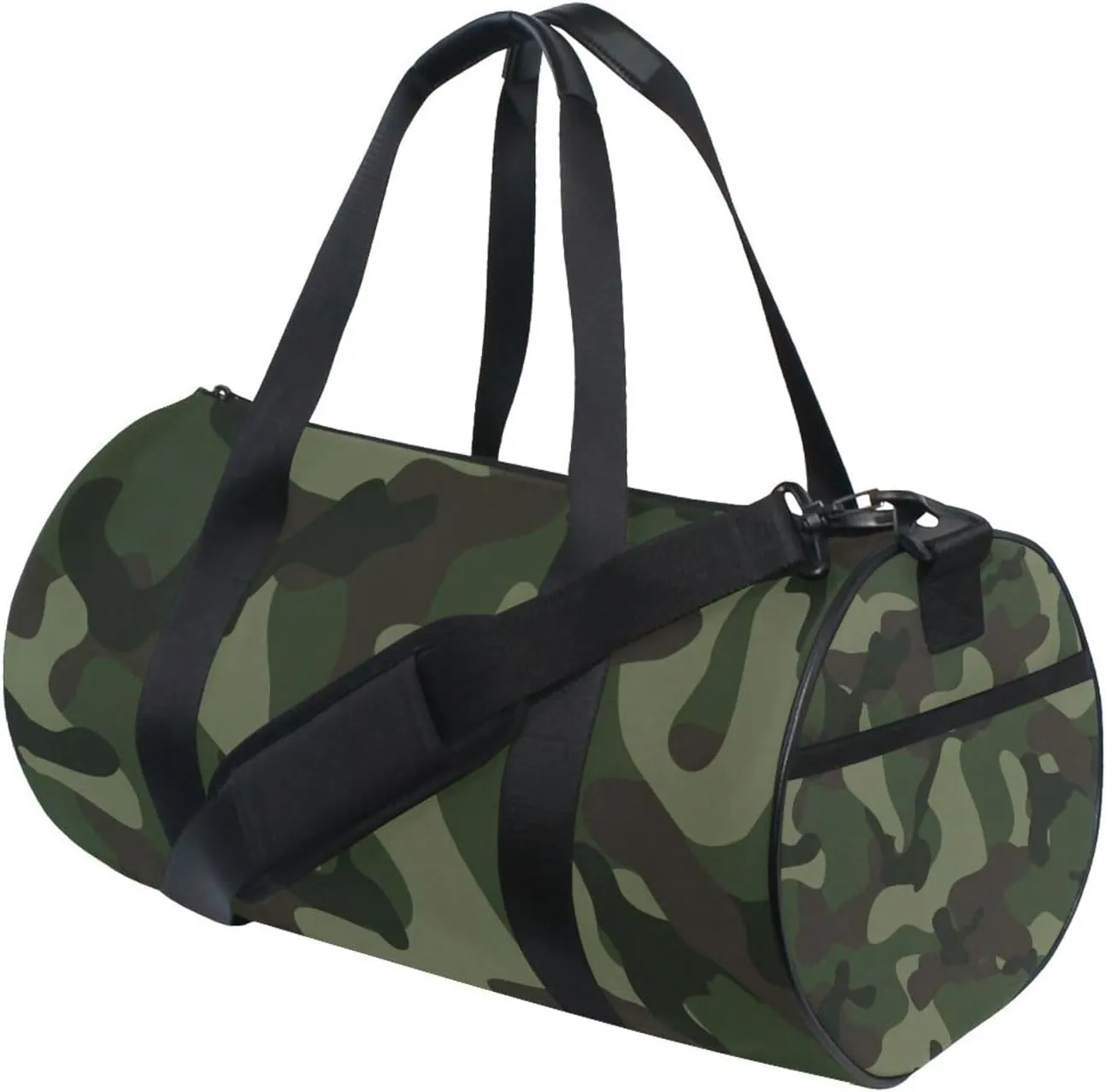 Abstract Camouflage for Hunting in Green Brown Black Style Portable Gym Bag, Travel Bag, Luggage bag, Sports Bag, Toiletry Bag with Handles, Detachable Shoulder Strap 17.6 x 9 x 9 inch