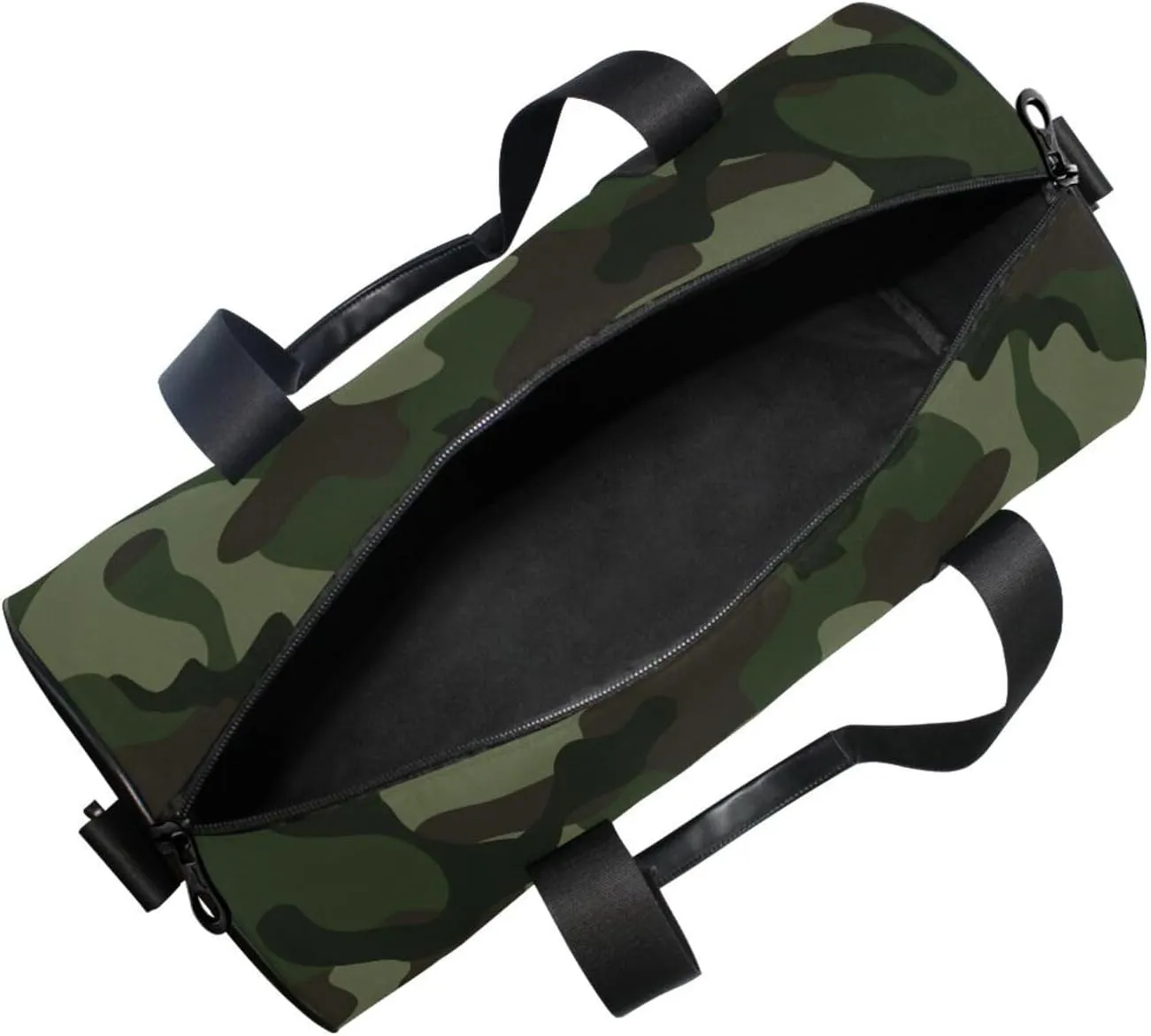 Abstract Camouflage for Hunting in Green Brown Black Style Portable Gym Bag, Travel Bag, Luggage bag, Sports Bag, Toiletry Bag with Handles, Detachable Shoulder Strap 17.6 x 9 x 9 inch