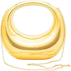 Acrylic Clutch Purse for Women Y2k Top-handle Moon Hobo Bag with Detachable Chain Strap for Wedding Party Cocktail