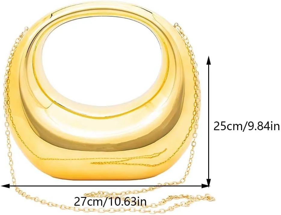 Acrylic Clutch Purse for Women Y2k Top-handle Moon Hobo Bag with Detachable Chain Strap for Wedding Party Cocktail
