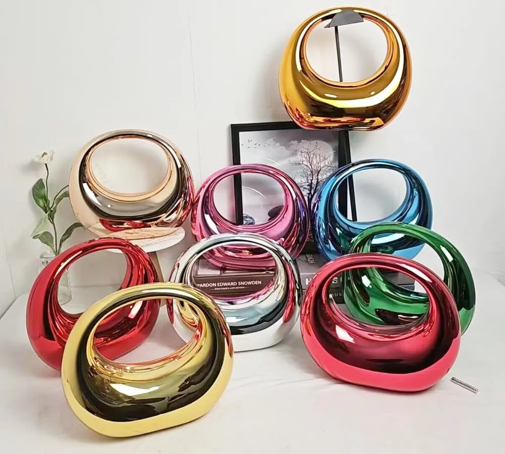 Acrylic Evening Clutch for Women Chic Metal Purses Shiny Round Handbag for Wedding Parties 2024