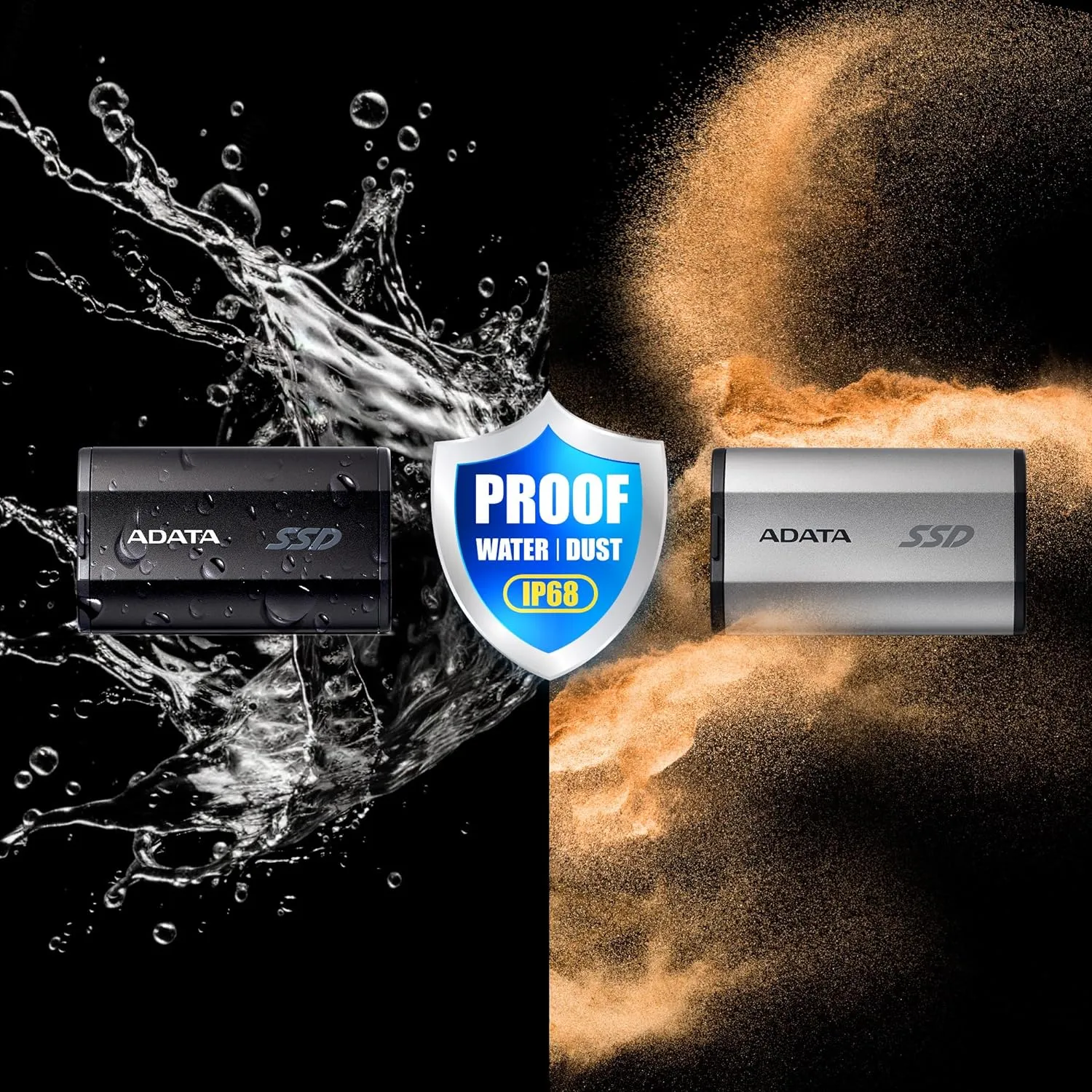 ADATA SD810 2000G IP68 Water Resistance Up to 2000 MB/s USB 3.2 Gen 2 USB-C External Solid State Drive - Black for iPhone 15/Pro/Max, Android (SD810-2000G-CBK)