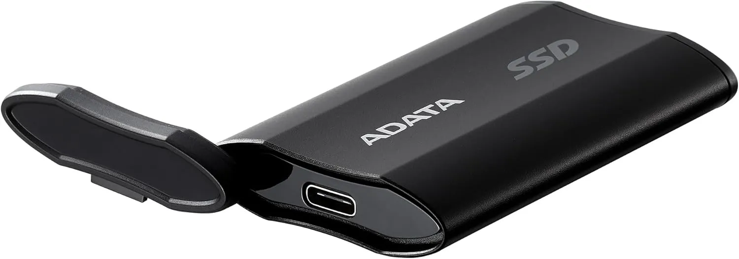 ADATA SD810 2000G IP68 Water Resistance Up to 2000 MB/s USB 3.2 Gen 2 USB-C External Solid State Drive - Black for iPhone 15/Pro/Max, Android (SD810-2000G-CBK)