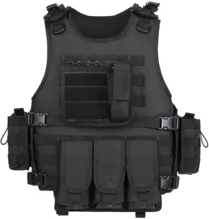 Adjustable Military Tactical Vest S-XXL – Durable 900D Nylon with Modular Pouches for Magazines, Maps, Flashlights, and Medic Supplies