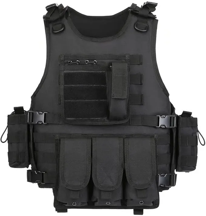 Adjustable Military Tactical Vest S-XXL – Durable 900D Nylon with Modular Pouches for Magazines, Maps, Flashlights, and Medic Supplies