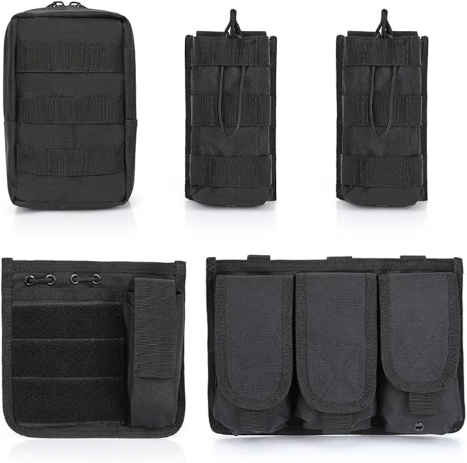 Adjustable Military Tactical Vest S-XXL – Durable 900D Nylon with Modular Pouches for Magazines, Maps, Flashlights, and Medic Supplies