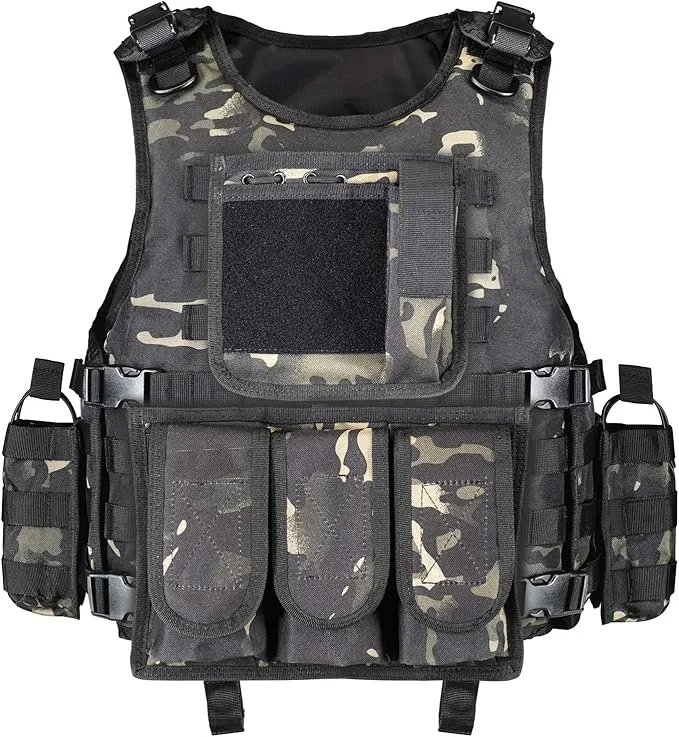 Adjustable Military Tactical Vest S-XXL – Durable 900D Nylon with Modular Pouches for Magazines, Maps, Flashlights, and Medic Supplies