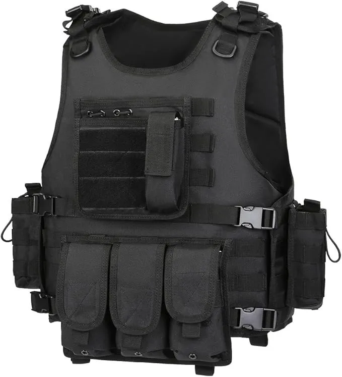 Adjustable Military Tactical Vest S-XXL – Durable 900D Nylon with Modular Pouches for Magazines, Maps, Flashlights, and Medic Supplies