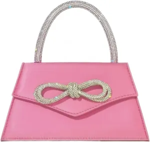 AFB Women's Rhinestone Bow Satin Handbags Evening Clutch Purses Shoulder Crossbody Bag for Party Wedding Prom