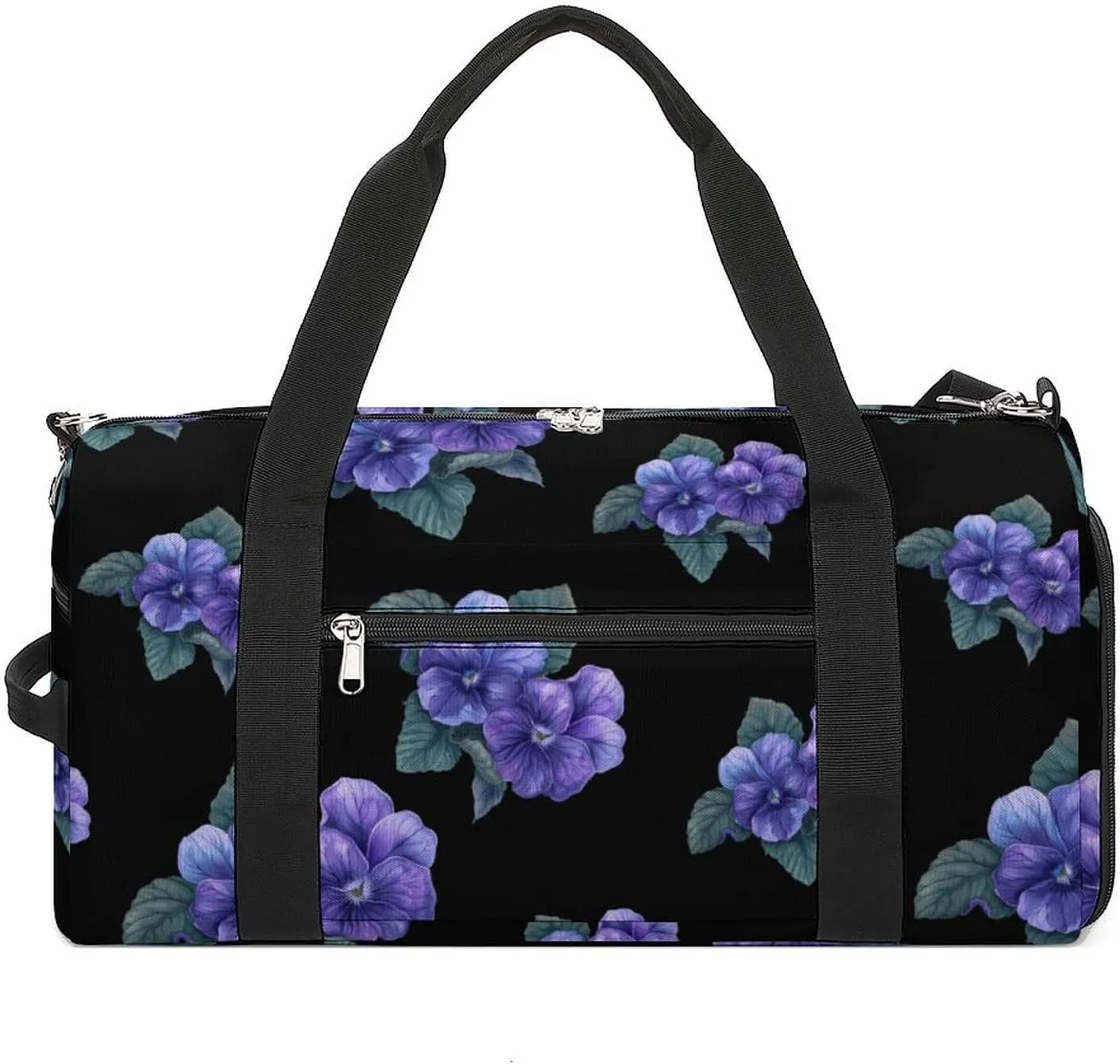 African Violet Flower Sports Gym Bag for Men Women Travel Duffel Bag with Shoulder Strap