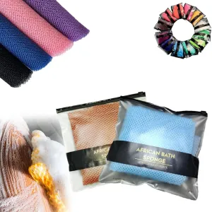 Afro Scrub African Net Sponge, African Bath Sponge, African Exfoliating Net Sponge, African Net Long Net Bath Sponge Shower Body Scrubber, Back Scrubber Skin Smoother,Great for Daily Use (2Pcs-D)
