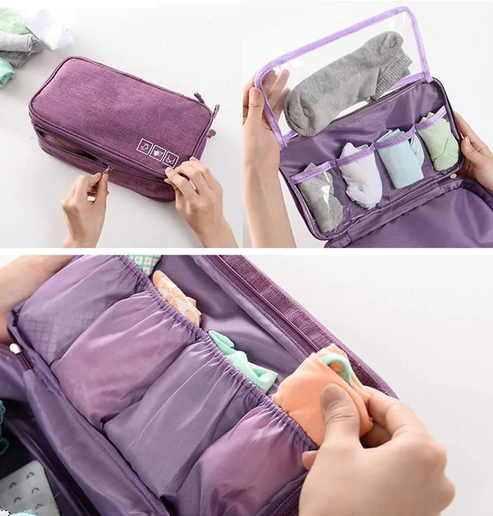 AIBEARTY Portable Waterproof Underwear Storage Bag Travel Bra Organizer Lingerie Socks Toiletry Bag Layer Cosmetic Pouch for Women Men