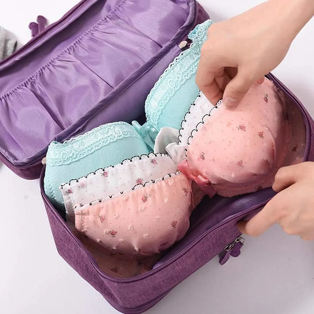 AIBEARTY Portable Waterproof Underwear Storage Bag Travel Bra Organizer Lingerie Socks Toiletry Bag Layer Cosmetic Pouch for Women Men