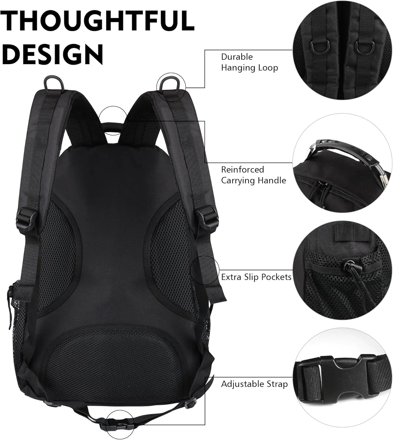 aiGear Tactical Backpack for Men, 35L Military Backpack, 3-Day Bug Out Bag for Camping Hiking Hunting with Molle System Army Daypack (35L Black)