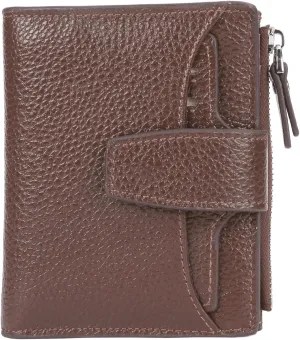 AINIMOER Women's RFID Blocking Leather Small Compact Bi-fold Zipper Pocket Wallet Card Case Purse with id Window