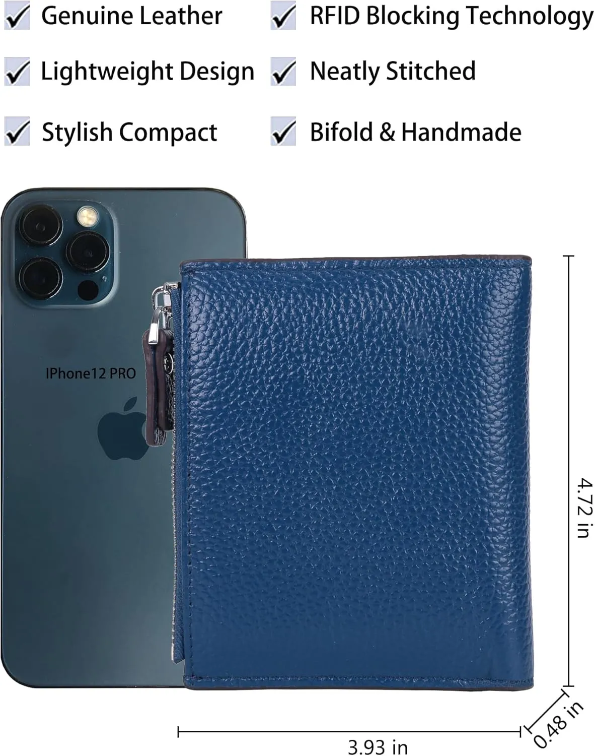 AINIMOER Women's RFID Blocking Leather Small Compact Bi-fold Zipper Pocket Wallet Card Case Purse with id Window