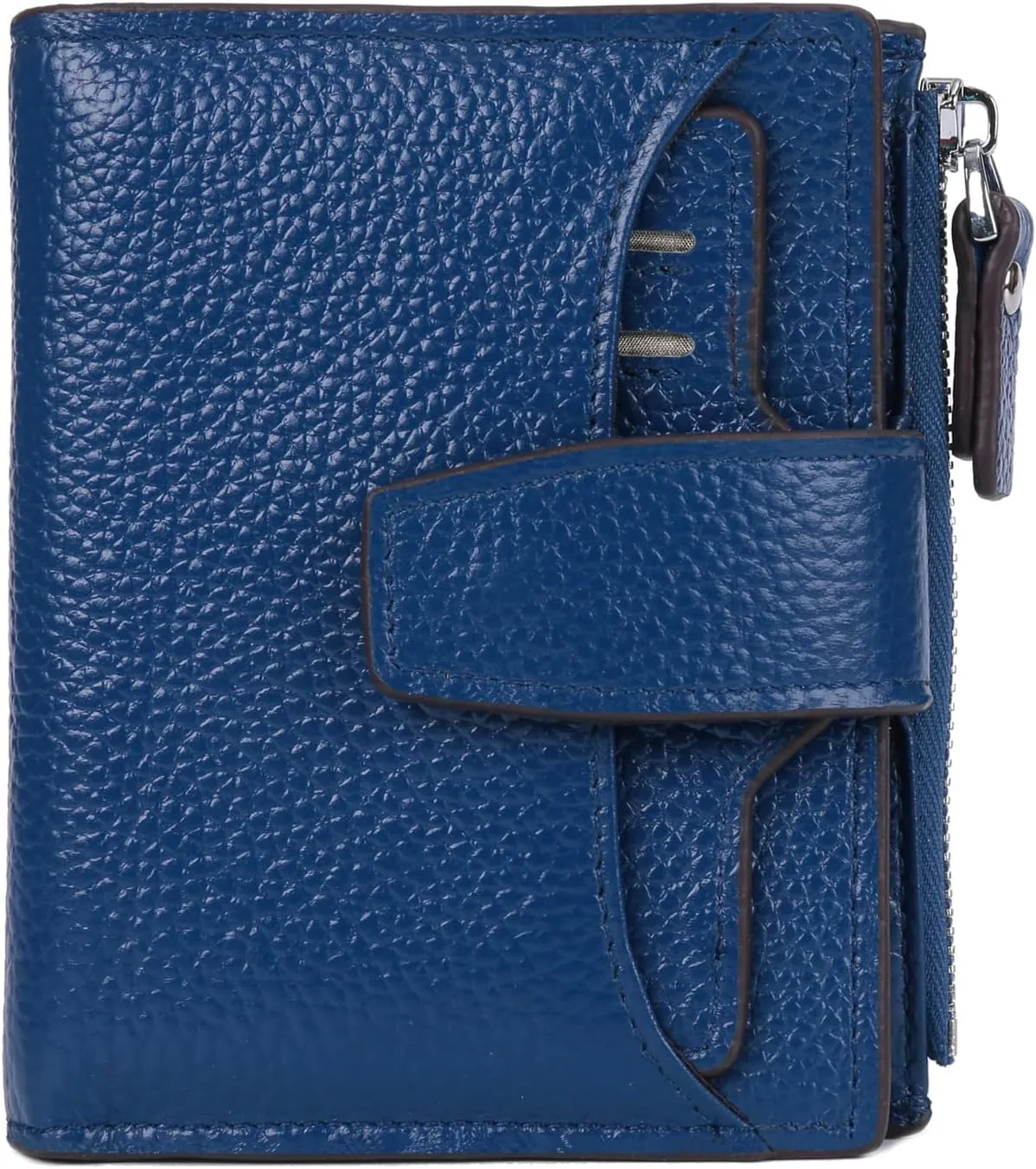 AINIMOER Women's RFID Blocking Leather Small Compact Bi-fold Zipper Pocket Wallet Card Case Purse with id Window