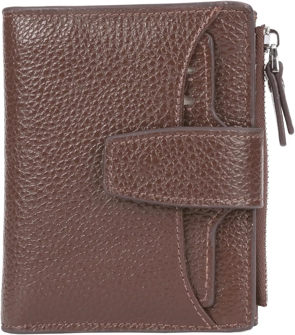 AINIMOER Women's RFID Blocking Leather Small Compact Bi-fold Zipper Pocket Wallet Card Case Purse with id Window
