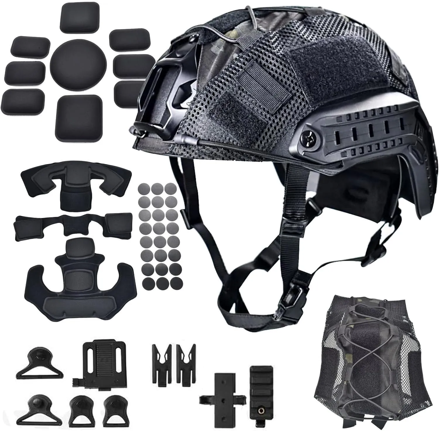 Airsoft Fast Helmet Set with Cover ，Tactical Paintball Helmet Internal Memory Foam Protective Pad Adjustable Size for Adult and Teenager