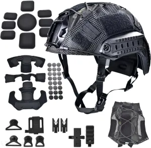 Airsoft Fast Helmet Set with Cover ，Tactical Paintball Helmet Internal Memory Foam Protective Pad Adjustable Size for Adult and Teenager