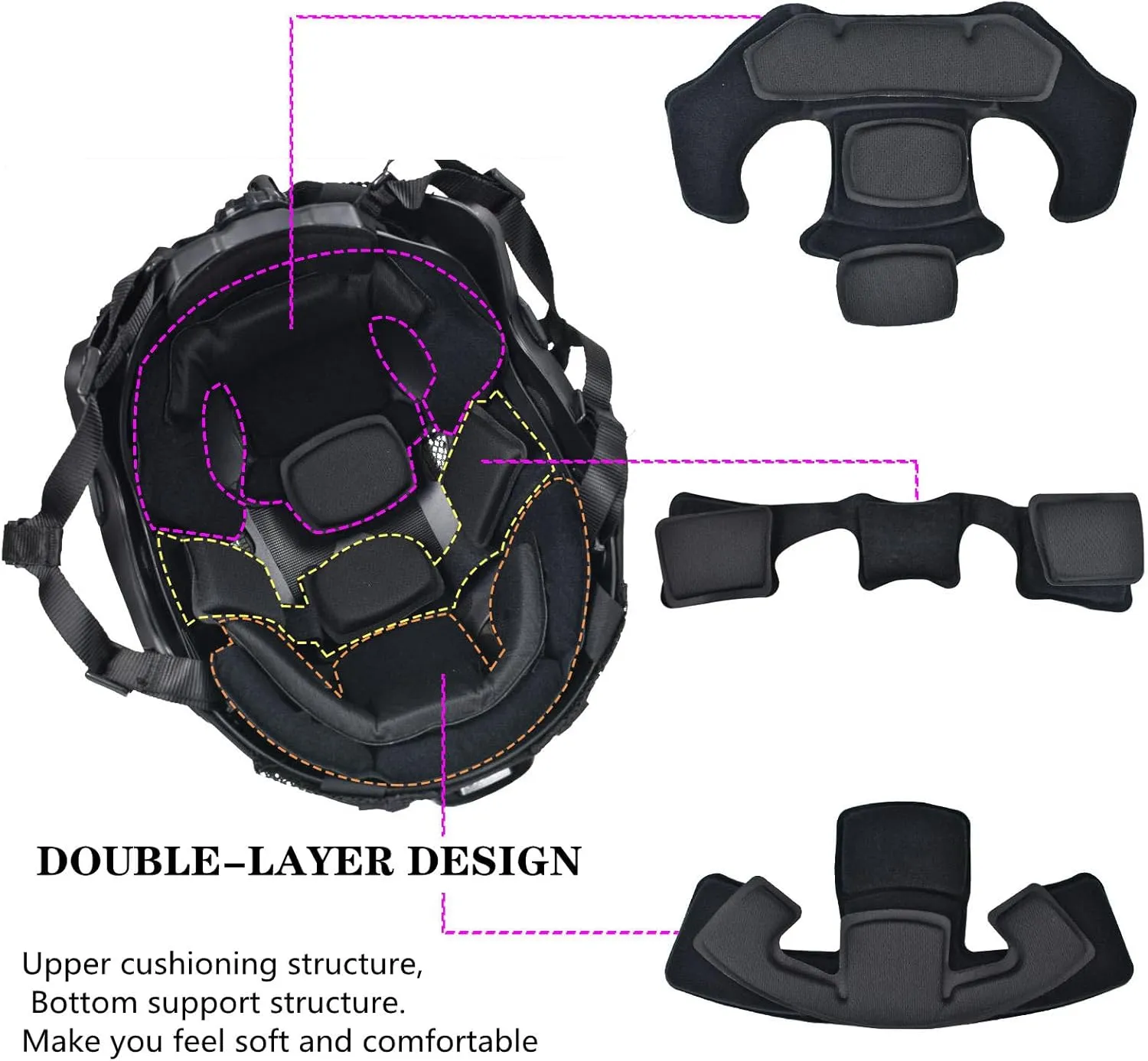 Airsoft Fast Helmet Set with Cover ，Tactical Paintball Helmet Internal Memory Foam Protective Pad Adjustable Size for Adult and Teenager