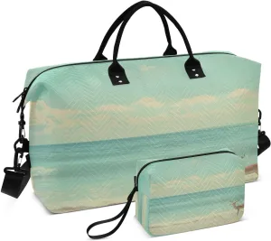 ALAZA Deer on The Summer Beach Travel Duffel Bag Gym Bag Sports Tote Bag Weekender Overnight Travel Bag for Women Men Business Trip Workout