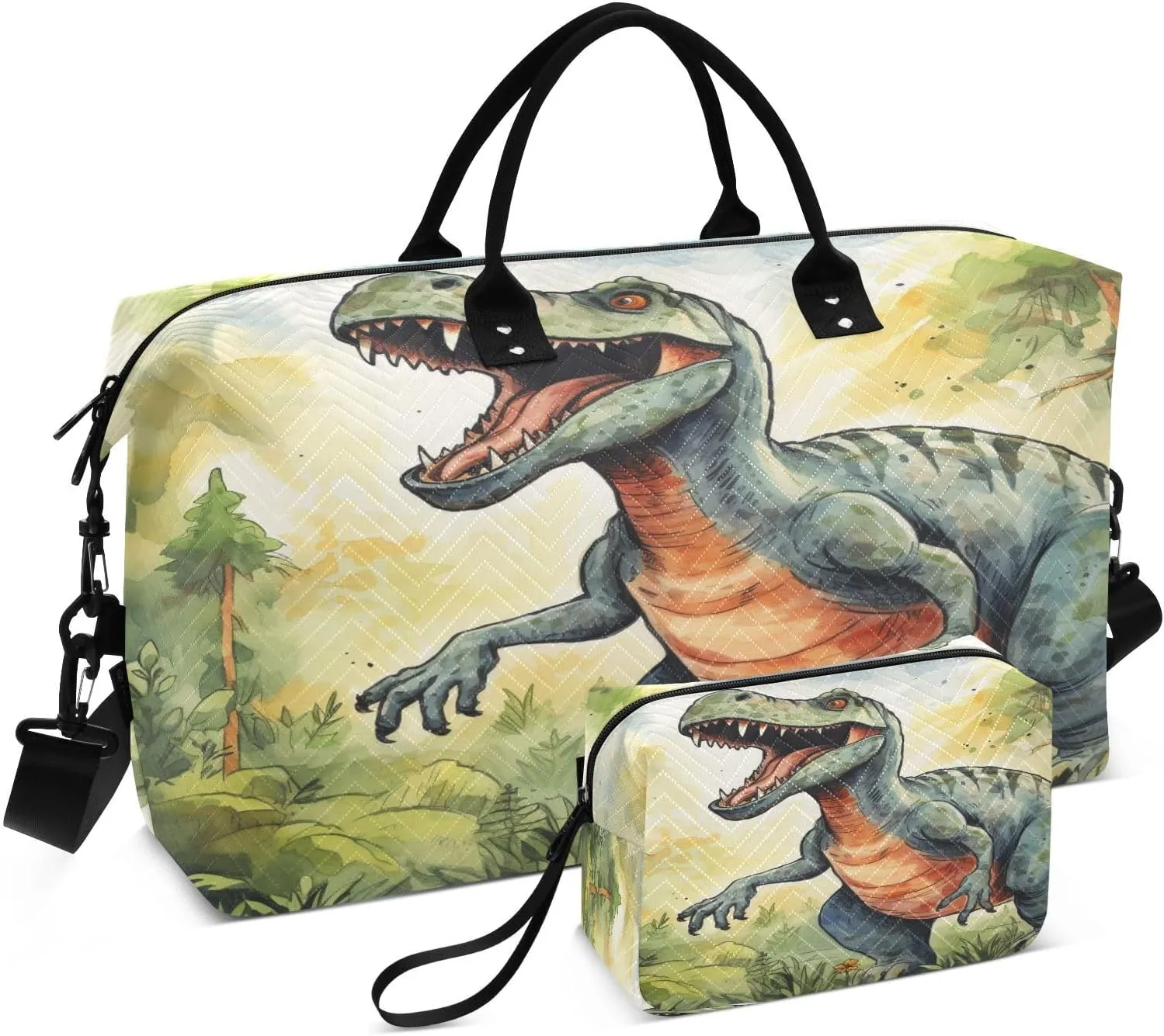 ALAZA Dinosaur on The Forest Travel Duffel Bag Gym Bag Sports Tote Bag Weekender Overnight Travel Bag for Women Men Business Trip Workout