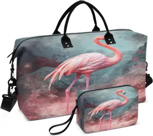 ALAZA Flamingo Landscape Mountain Travel Duffel Bag Gym Bag Sports Tote Bag Weekender Overnight Travel Bag for Women Men Business Trip Workout
