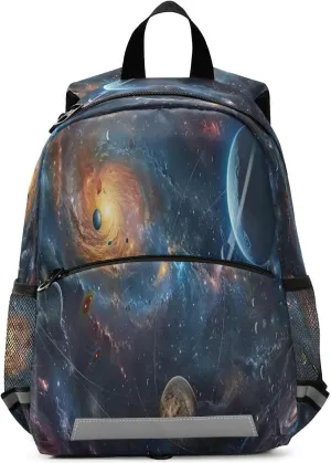 ALAZA Galaxy Space Universe Starry Sky Planets Toddler Backpack for Boys Girls Preschool Bag