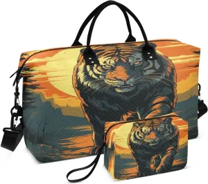ALAZA Tiger Walking in The Shadow Travel Duffel Bag Gym Bag Sports Tote Bag Weekender Overnight Travel Bag for Women Men Business Trip Workout