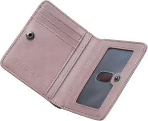 Alldaily Small RFID Wallet for Women Slim Compact Bifold Pocket Ladies Travel Mini Purse (Dark Pink)