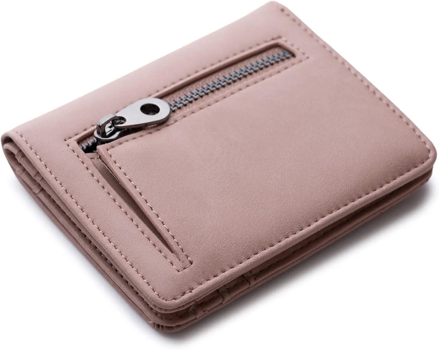 Alldaily Small RFID Wallet for Women Slim Compact Bifold Pocket Ladies Travel Mini Purse (Dark Pink)