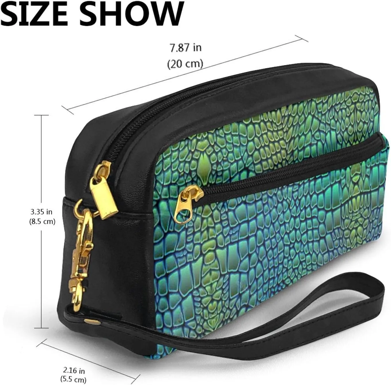 Alligator Skin Makeup Bag,Small Travel Makeup Organizer Bag For Women Double Layer Portable Makeup Bags