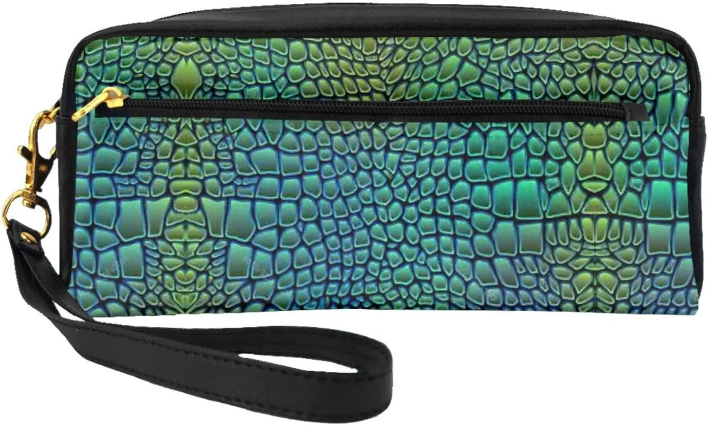 Alligator Skin Makeup Bag,Small Travel Makeup Organizer Bag For Women Double Layer Portable Makeup Bags